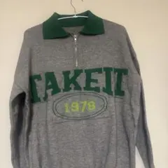 古着　グレー ジップアップ ニットトレーナー 1978