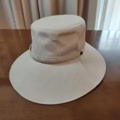 芦屋ロサンブランM ベージュプレーンハットつば10cm100％UV完全遮光