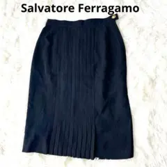 Ferragamo美品フェラガモスカート金ボタンプリーツスカートXLのサムネイル
