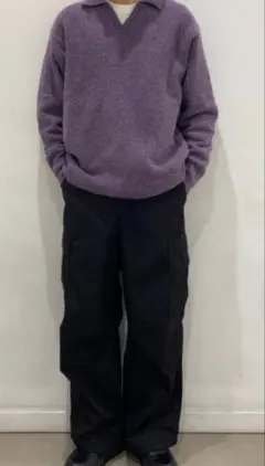 こ*く様 紫色ポロネックニットセーター