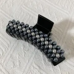 小田急百貨店購入 パール風 ヘアクリップ ブラック グレー 美品