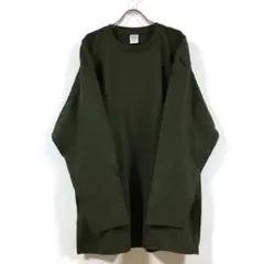 新品 スーパー ビッグ 長袖 Tシャツ 無地 メンズ アーミーグリーン 3XLのサムネイル