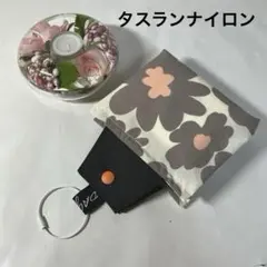 携帯用BOXティッシュケース　グレージュ大花柄　撥水　ハンドメイド