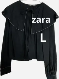 ZARA ザラ　ビッグカラー 長袖ブラウス ブラックのサムネイル