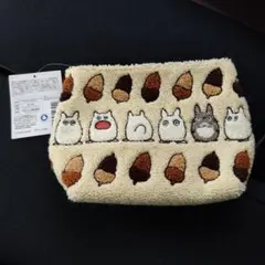 【新品、未使用】となりのトトロ ほこモコ刺繍シリーズ ポーチ アイボリー