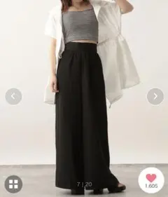 Heather ハイウエストギャザーワイドパンツ