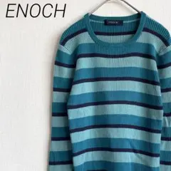 ENOCH ニット セーター リブ クルーネック ボーダー シンプル ストレッチ