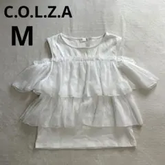 C.O.L.Z.A レディース　ノースリーブ　タンクトップ　リブ　フリル　白