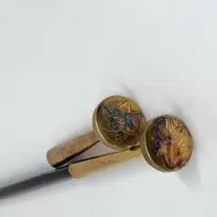 120920 アンティーク　18K 金工　沢瀉線彫　笄　かんざし