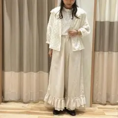 ららっくま様専用★新品★サマンサモスモス ★きなり⋆裾2段フリル＊ギャザーパンツ