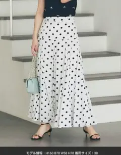 新品　ドット柄フレアスカート ロング丈 PSのサムネイル