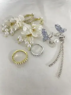 超お得！！4点まとめ売りセット(ピアス2点、指輪2点)