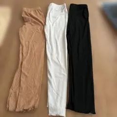 【新品未使用】リブレギンス 3点セット ブラウン グレー ブラック