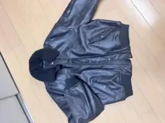 ZARA ブラックレザージャケット ボア襟付き