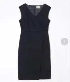 UNITED ARROWS カシュクールワンピース ネイビー 38 麻混 上品