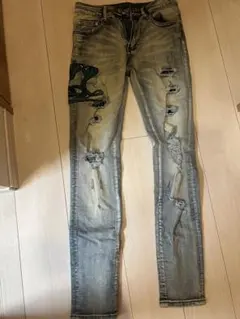 【希少】mnml スキニーデニム W30 グラフィックプリント ストレッチ 細身 希少】mnml スキニーデニム W30 グラフィックプリント ストレッチ 細身