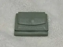 牛革 本革 ミニ 三つ折り 財布 ライト グリーン