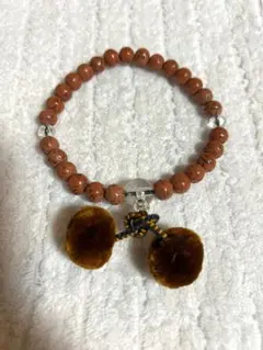 天然石 茶色 数珠 房付き