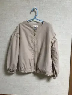 ベージュ フリル袖 カジュアルジャケット130