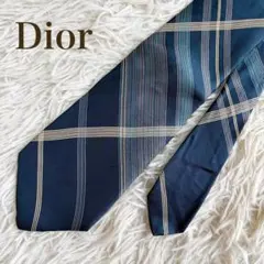 Christian Dior ディオール ネクタイ チェック柄 ネイビー シルク