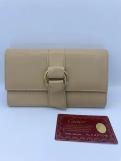 カルティエ トリニティ レザー 三つ折り財布 ベージュ レディース