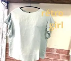 美品ミントブルー☆RETRO GIRL 爽やか袖フリル半袖カットソー　Mサイズ⭐︎