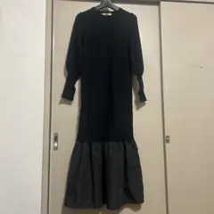 ニットワンピース 38 マーメイド 黒 レディース 長袖 ブラック