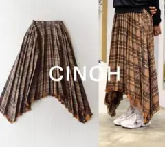 美品 CINOH 定価6,5万円 チェック柄プリーツスカート チノ アローズ