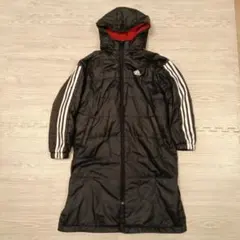 adidas キッズ 子供 ベンチコート 黒 フリース内側 140 サッカー