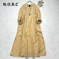 【N.O.R.C】コットンリネン ストライプ シャツワンピース ロング 2のサムネイル