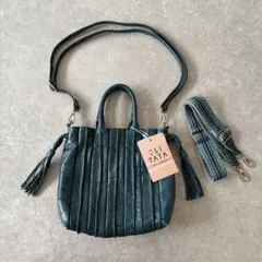 新品未使用【オリタタ】クロコ型押し牛革プリーツデザイン3WAYバッグ