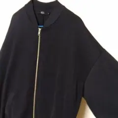 AZUL ブラック 丈長ボンバージャケット裏起毛 ブルゾン　MA-1