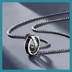 ダブルリングネックレス　ネックレス　アクセサリー　おしゃれ　上品　シンプル