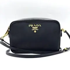 プラダ サフィアーノ レザー ショルダーバッグ ゴールド金具 ブラック 白タグ