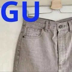 GU ジーユー　ハイウエスト　ストレートジーンズ　デニム　ブラウン　Lサイズ