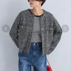 本日限定！【美品】グリーンレーベルリラクシング ツイード ニット ジャケット