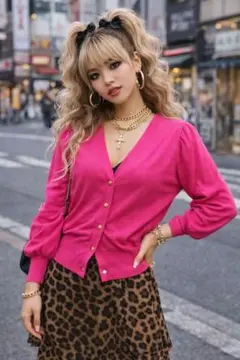 y2k 衝擊粉紅金釦 氣球肩 均碼 箱5