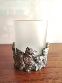 レトロモダン 猫 キャンドルホルダー 錫製 オブジェ 置物 キャンドルスタンド