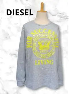 DIESEL　長袖　ロンＴ　Ｔシャツ　プリントＴシャツ　Ｓ　グレー✕イエロー
