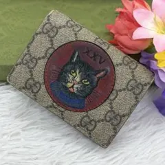 GUCCI 二つ折り財布 キャット刺繍 GGスプリーム - メルカリ