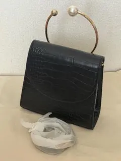 rienda フェイクパールリングクロコライクショルダーBAG ブラックのサムネイル