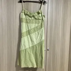 WR ライトグリーン キャミワンピース フリル付き　綿100%