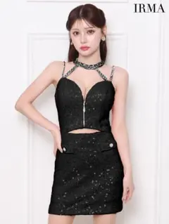 美品！IRMA ブラックビジュータイトドレス