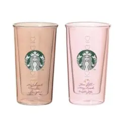 スタバ　バレンタイン　耐熱グラス　ペアセット　スターバックス　ダブルウォール