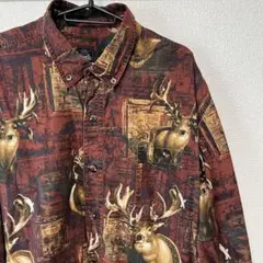 【XXL】長袖シャツ　アニマル柄　トナカイ　VINTAGE ビッグサイズ　古着