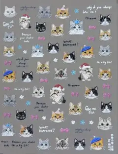 ネイルシール　刺繍入り猫