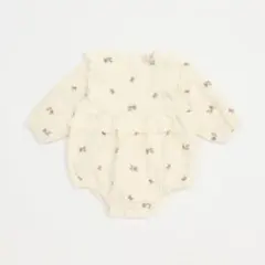 花柄　刺繍　ロンパース アイボリー　80 レース　petit main ベビー服