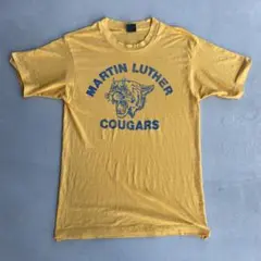 70's 80's ヴィンテージ カレッジTシャツ シングルステッチ イエロー