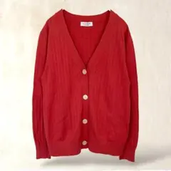 エニィファム　長袖カーディガン　2／M　オレンジ系　無地　Ｖネック　ナチュラルのサムネイル