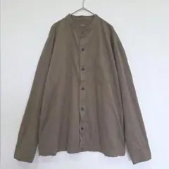 無印良品　バンドカラーシャツ　長袖　XL　大きいサイズ　綿100%　カーキ